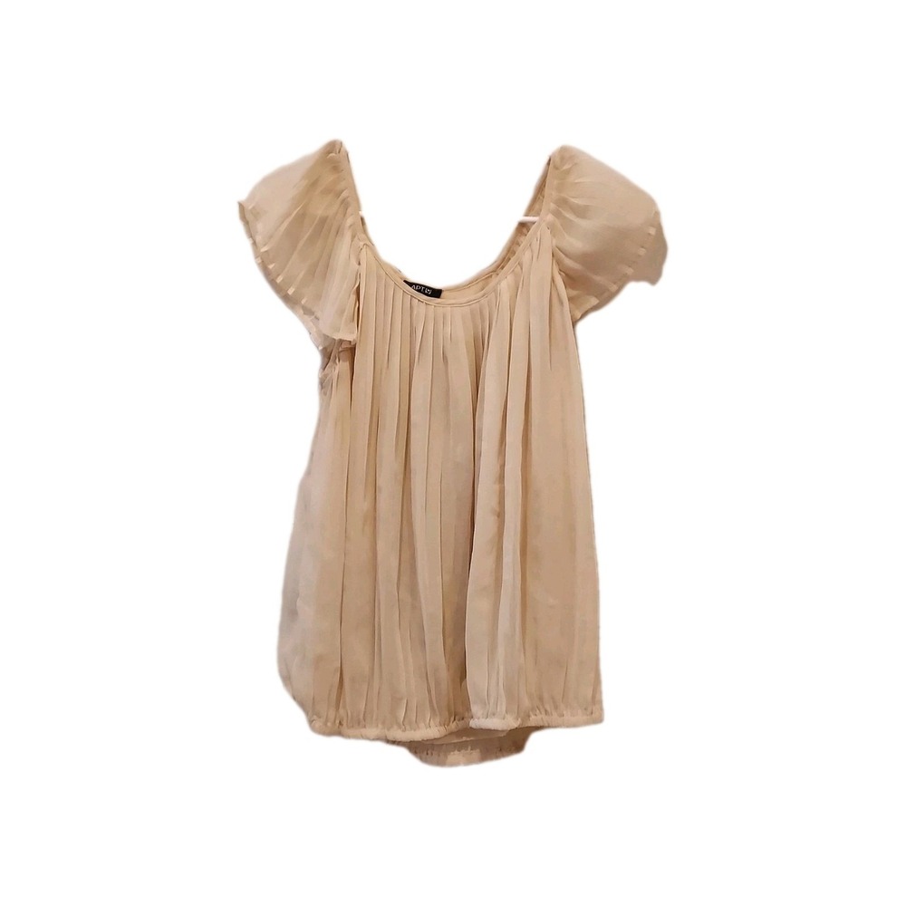 Apt‎ 9 Ivory Cap Sleeve Top Womens Size Small Pleated Front